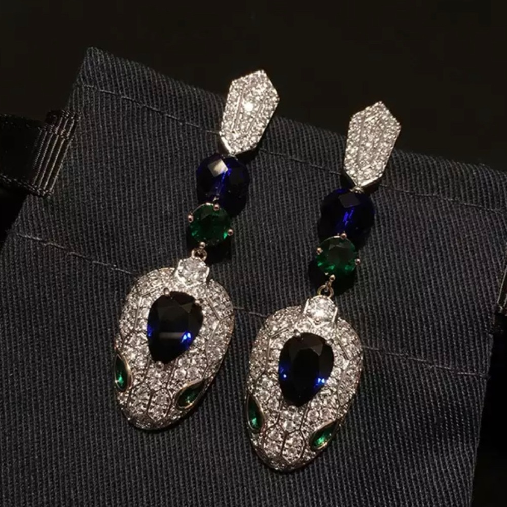 🔥stunning serpent earrings🔥bvlg inspired, micro paved silver, new